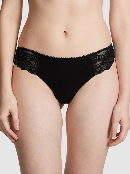 Victoria's Secret PINK Black Lace Thong No Show Lace Trim Cheeky Knickers (K86393) | €10.50