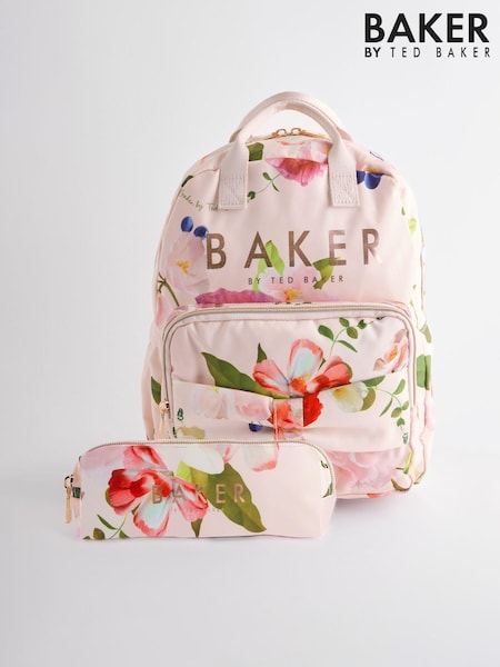 Baker by Ted Baker Girls Pink Back to School Floral Backpack with Pencil Case (K86449) | BGN 135