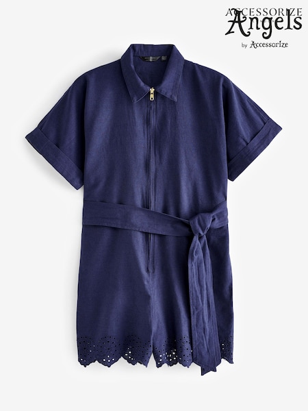 Accessorize Blue Broderie Belted Playsuit (K86458) | €12