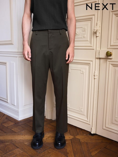 Green Twill Relaxed Fit Suit Trousers (K86513) | AED98