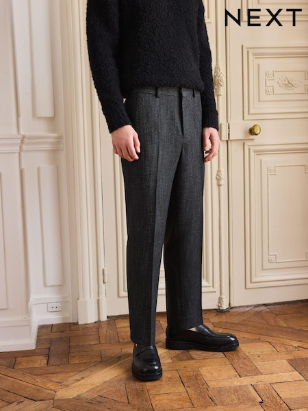 Black Textured Suit Trousers (K86517) | 156 QAR