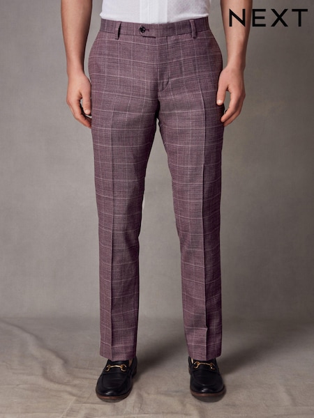 Pink Slim Fit Check Suit Trousers (K86535) | €39