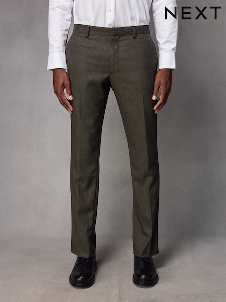 Green Slim Fit Textured Wool Suit Trousers (K86557) | €63