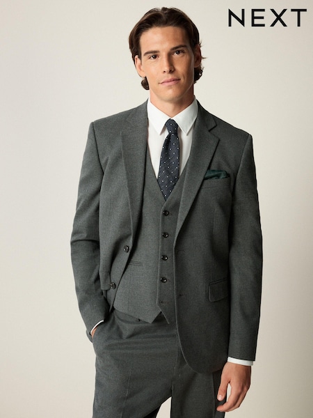 Grey Slim Fit Flannel Suit Jacket (K86562) | €90