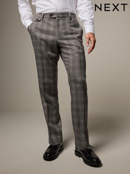 Neutral Tailored Fit Trimmed Check Suit Trousers (K86571) | €24