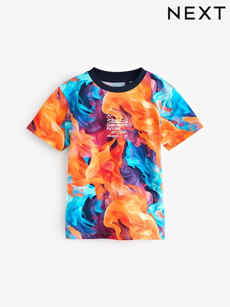 Multi Flames Short Sleeve Graphic 100% Cotton T-Shirt (3-16yrs) (K86936) | 29 QAR - 38 QAR