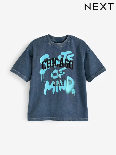 Blue Relaxed Fit 100% Cotton Washed Short Sleeve T-Shirt (3-16yrs) (K86965) | €9 - €12