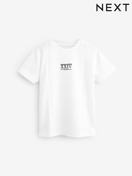 White 100% Cotton Embroidery Textured Short Sleeve T-Shirt (3-16yrs) (K86967) | 29 QAR - 38 QAR