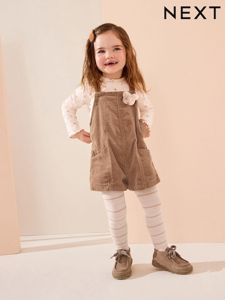 Neutral 100% Cotton Corduroy Dungarees T-Shirt & Tights Set (3mths-7yrs) (K87490) | AED95 - AED109