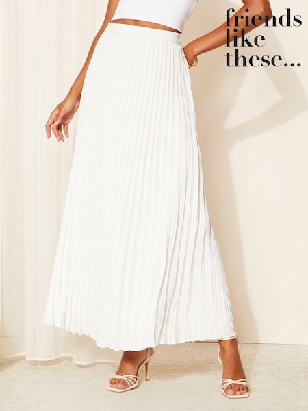 Белый - Friends Like These Crepe Pleated Flowy Maxi Skirt (K87552) | €25