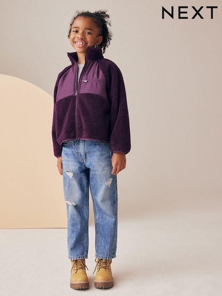أرجواني داكن - Borg Fleece Zip Through Jacket (3-16yrs) (K88008) | ‏63 د.إ.‏ - ‏ 81‏ د.إ.
