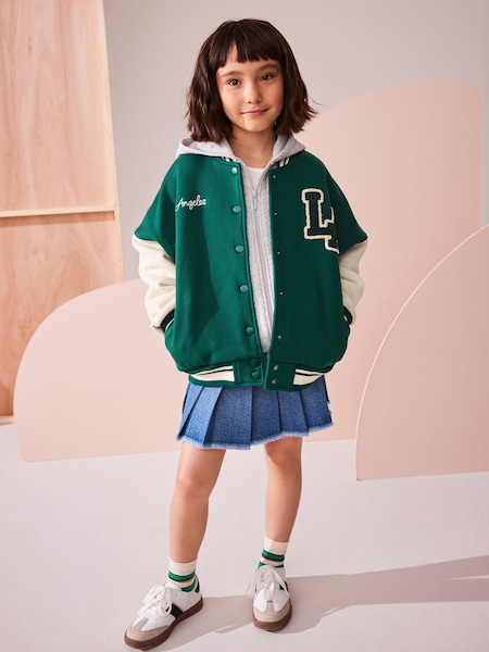 ירוק - Varsity Embroidered Jacket (3-16yrs) (K88027) | ‏92‏₪ - ‏117‏ ₪