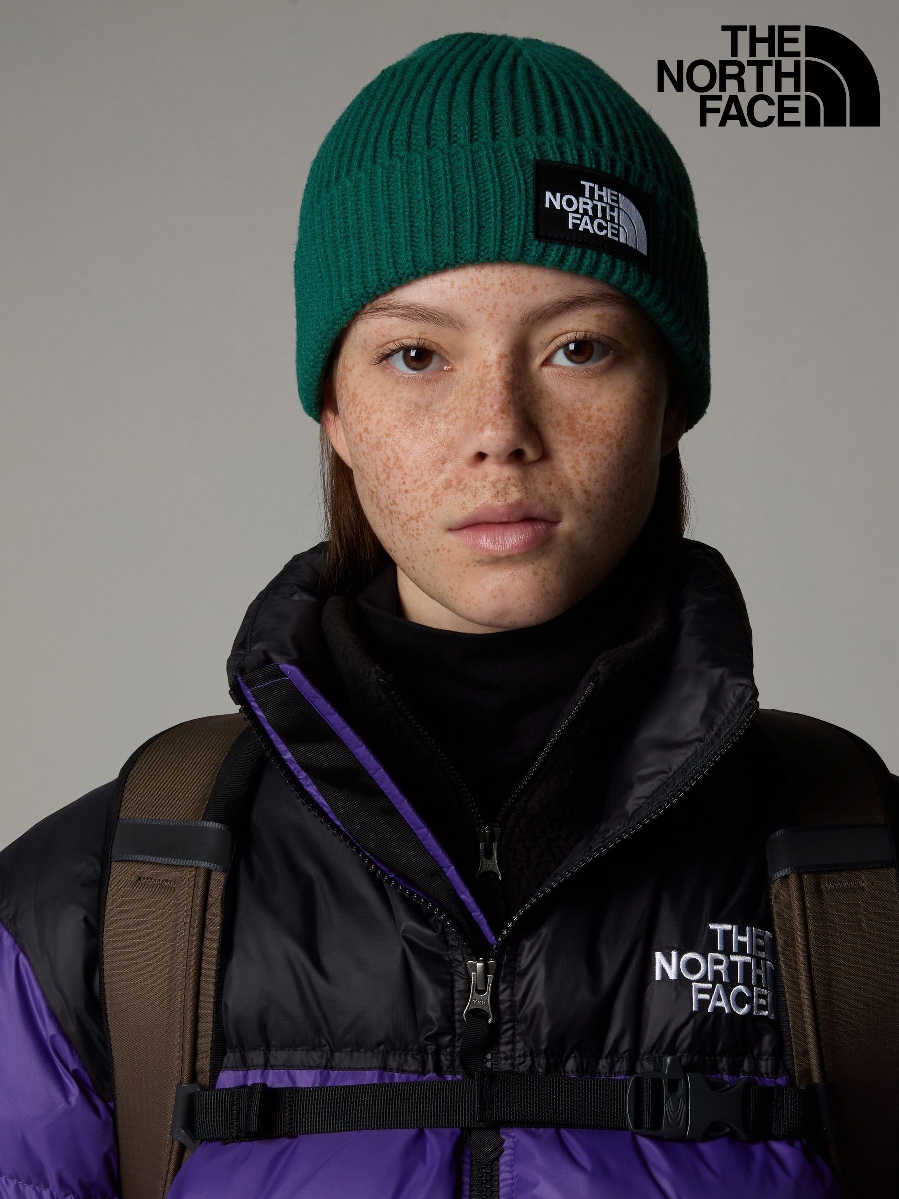Green north face beanie cheap