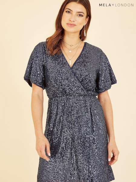Mela Blue Sequin Kimono Sleeve Wrap Dress (K88163) | €15