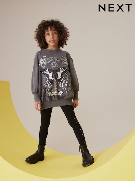Charcoal Grey Butterfly Sweatshirt And Leggings Set (3-16yrs) (K88184) | €19 - €25