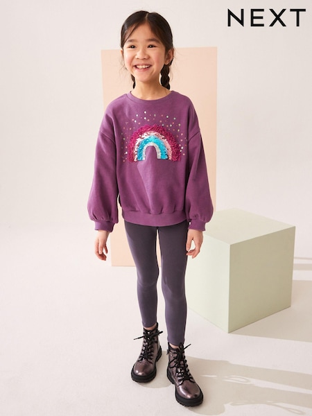 Berry Red Rainbow Sequin Sweatshirt And Legging Set (3-16yrs) (K88188) | €17 - €22
