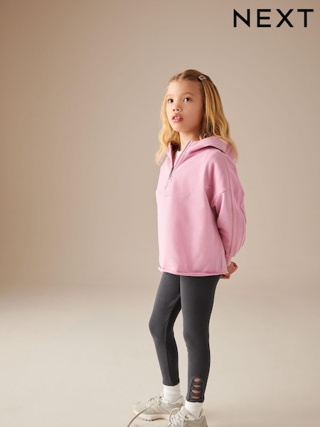 Pink Half Zip 100% Cotton Hoodie And Leggings Set (3-16yrs) (K88213) | € 12 - € 16