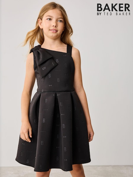 أسود - Baker By Ted Baker Bow Detail Embossed Scuba Dress (K88219) | ‏268 ر.س.‏ - ‏301 ر.س.‏
