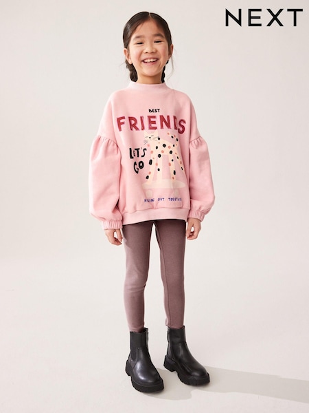 Pink Cat Character Sweatshirt And Ribbed Legging Set (3-16yrs) (K88227) | € 16 - € 23
