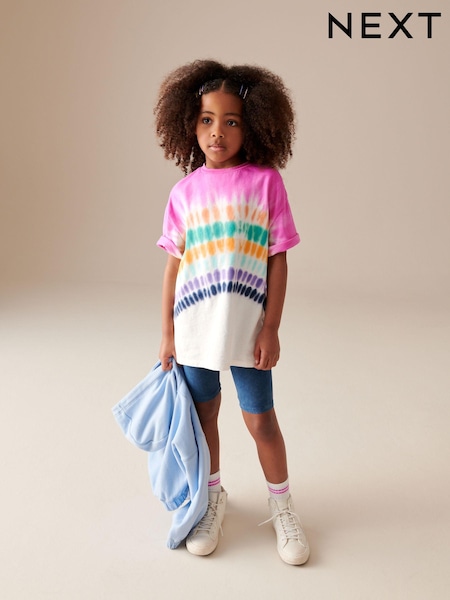 Multi Tie Dye 100% Cotton T-Shirt And Cycling Shorts Set (3-16yrs) (K88235) | €10 - €13