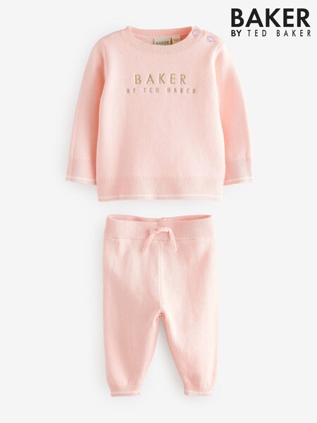 Baker By Ted Baker 2 Piece Pink Knitted Top And Joggers Set (K88243) | €32 - €36