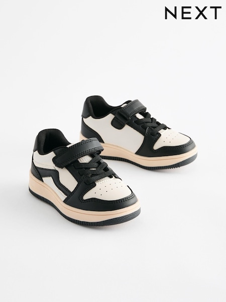 Black/White Touch Fastening Elastic Lace Trainers (K88289) | AED107 - AED117