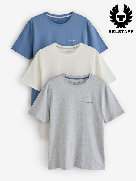 Blue/Ecru - Regular Belstaff T-shirts 3 Pack