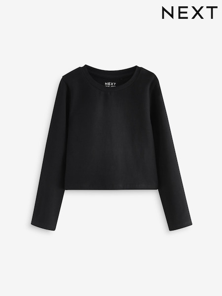 Black Long Sleeve Boxy Cropped T-Shirt (3-16yrs) (K88347) | 17 QAR - 28 QAR