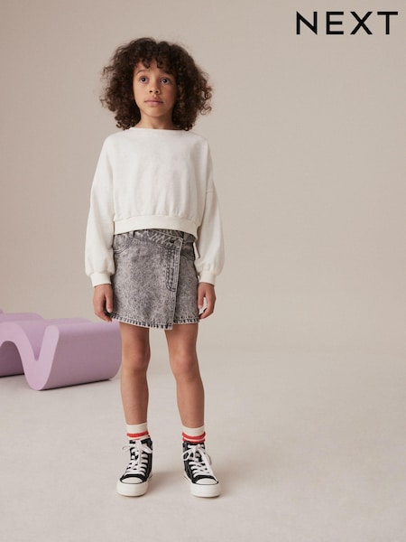 Ecru Print 100% Cotton Boxy Long Sleeve Sweatshirt (3-16yrs) (K88348) | R$ 60 - R$ 90
