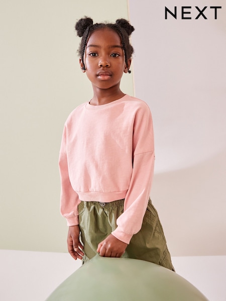 Pink Print 100% Cotton Boxy Long Sleeve Sweatshirt (3-16yrs) (K88351) | AED18 - AED27