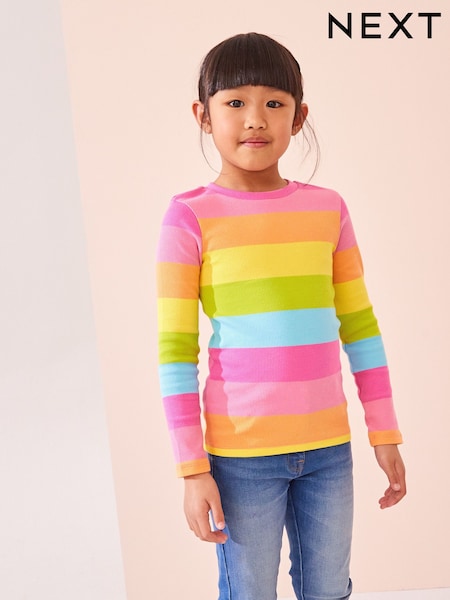 Цветные полоски - Long Sleeve Ribbed Top (3-16yrs) (K88352) | €9 - €13