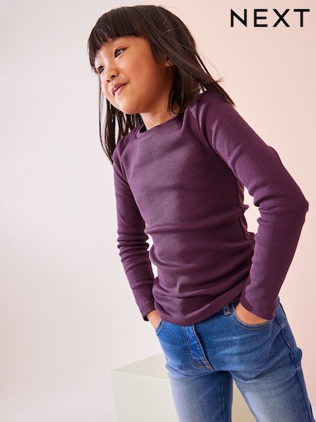 Vijolična - Long Sleeve Ribbed Top (3-16yrs) (K88357) | € 4 - € 7