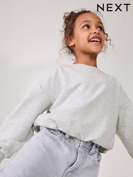 Grey Boxy Bubble 100% Cotton Hem Sweatshirt (3-16yrs) (K88381) | €6 - €9