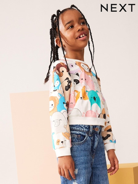 Squishmallows Ecru Cream 100% Cotton Boxy Long Sleeve Sweat Top (5-12yrs) (K88526) | €16 - €18