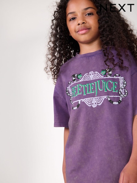 Purple Oversized Beetlejuice 100% Cotton T-Shirt (3-16yrs) (K88546) | €8 - €11