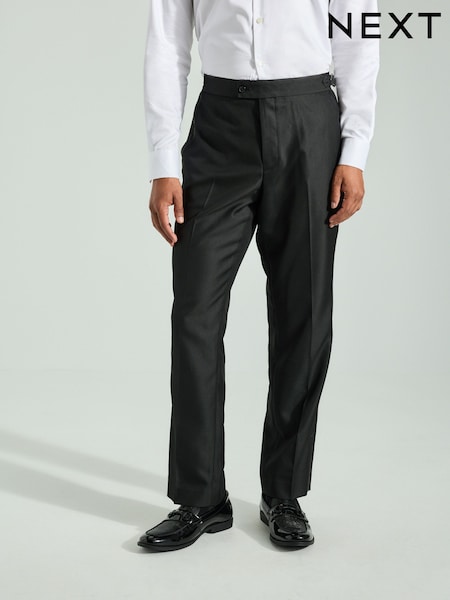 Black Regular Fit Adjustable Tape Detail Tuxedo Trousers (K88568) | R$ 345