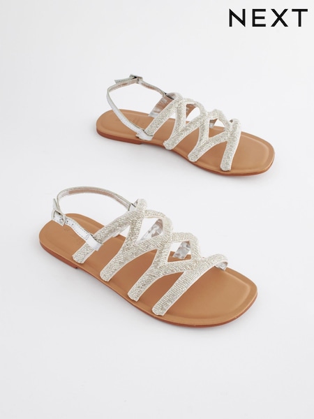 White Forever Comfort® Beaded Slingback Sandals (K88569) | €9