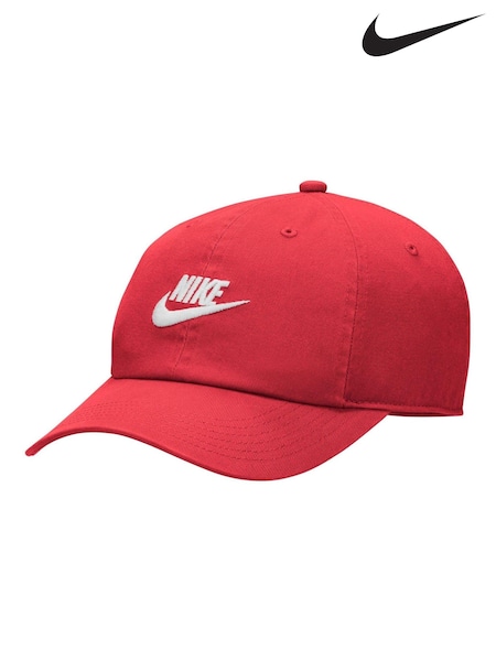 Czerwony - Nike Kids Club Unstructured Futura Wash 100% Cotton Cap (K88884) | 95 zł