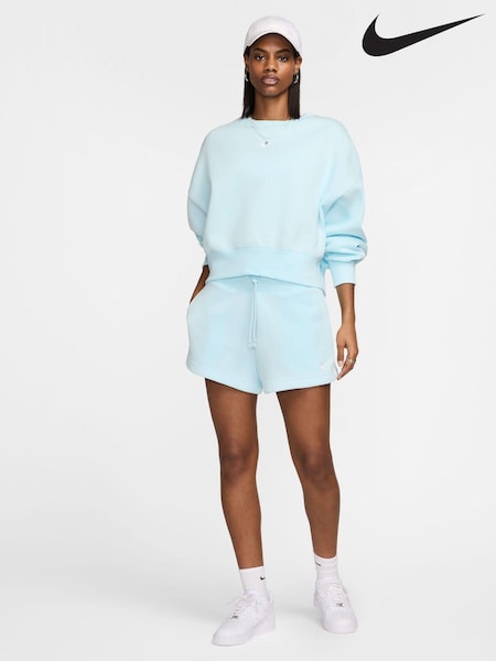 Nike Blue Sportswear Phoenix Fleece High-Waisted Loose Shorts (K88995) | €25
