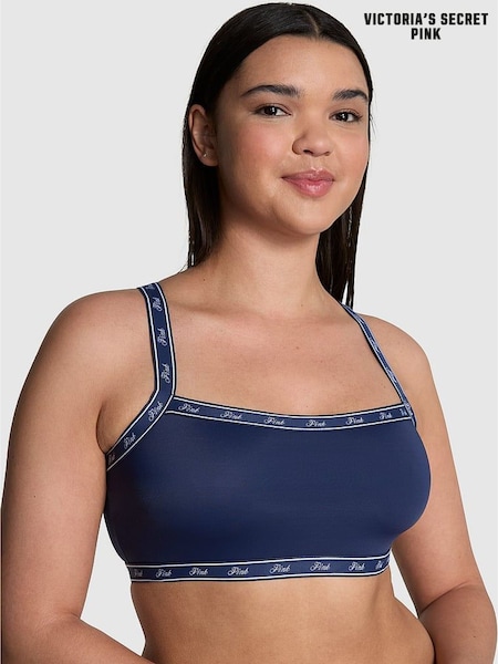 Victoria's Secret PINK Blue Midnight Navy Cotton Logo Bralette (K89137) | €22