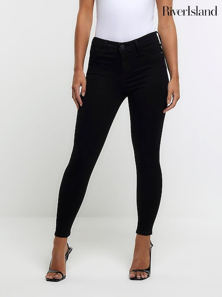 River Island Black Petite Mid Rise Bum Sculpt Skinny Jeans (K89528) | €37