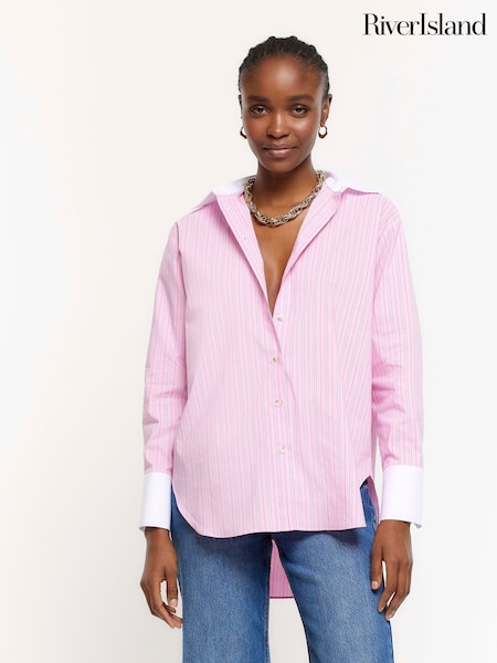Roz - Cămașă cu croi River Island Larg Dungă (K89586) | 136 LEI