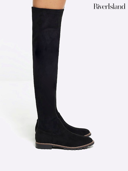 River Island Black Suedette Over The Knee Boots (K89599) | €41.50