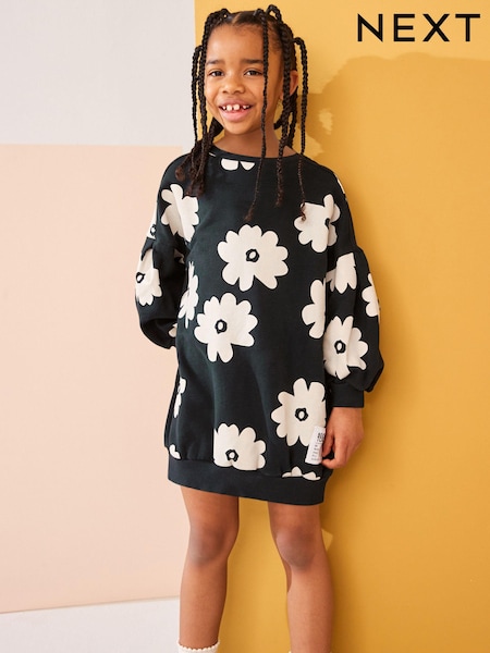 أسود/أبيض زهور - Jumper Dress (3-16yrs) (K89798) | ‏7 ر.ع.‏ - ‏10 ر.ع.‏
