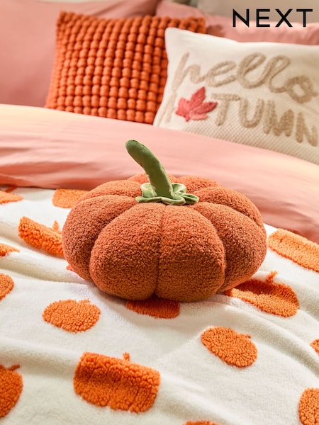 Orange Boucle Pumpkin Cushion (K89919) | 61 QAR