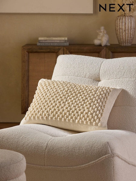 Natural 40 x 59cm Hemmingway Textured Bobble Cushion (K89948) | 44 QAR
