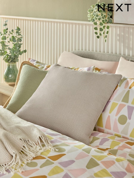 Greige Waffle Woven Cushion (K89966) | €12