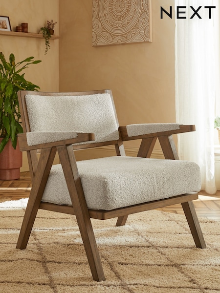 Bronx Frame, Casual Boucle Light Natural Abe Wooden Accent Chair (K90124) | €340