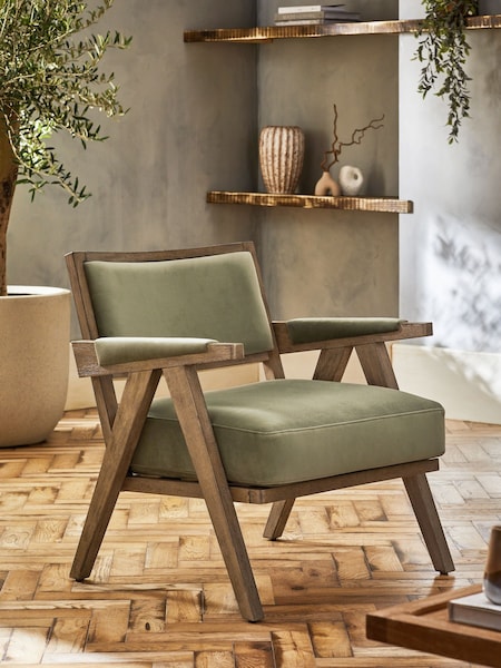 Bronx Frame, Soft Velvet Sage Green Abe Wooden Accent Chair (K90125) | €340