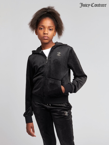 Juicy Couture Black Diamanté Zip Through Hoodie (K90219) | $131 - $157